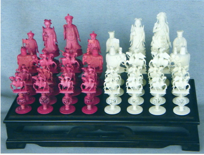 The complete fully restored chess pieces