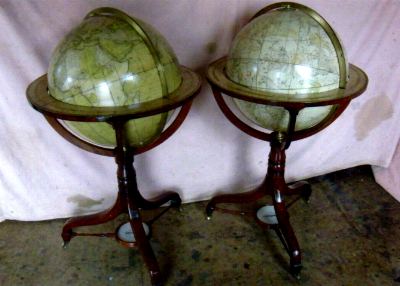 Repairs To Pair Of Globes On Stands By J W Cary